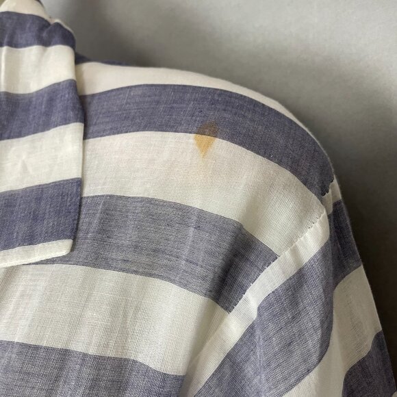 Vintage Albert Nipon Pleated Dress Striped Short Sleeves Tie Belt 1980s Nautical - Picture 7 of 14